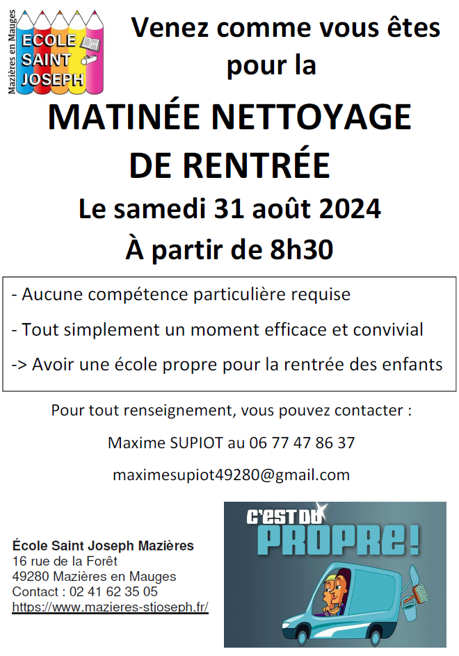 ecole matinée nettoyage de rentrée